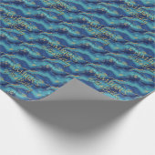Elegant Blauw Goud Abstract Marmer Design Cadeaupapier (Hoek)