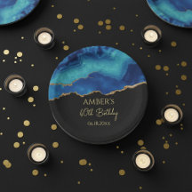 Elegant Blauw Goud Abstract Marmer Design