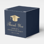 Elegant blauw goud afstudeerfeest dank u bedankdoosjes (Voorkant Zijde)