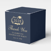 Elegant blauw goud afstudeerfeest dank u bedankdoosjes (Voorkant Zijde)