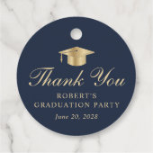 Elegant blauw goud afstudeerfeest dank u bedankjes labels (Achterkant)