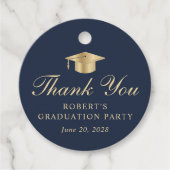 Elegant blauw goud afstudeerfeest dank u bedankjes labels (Voorkant)