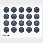 Elegant Blauw Goud Afstuderen Dank u Ronde Sticker (Vel)