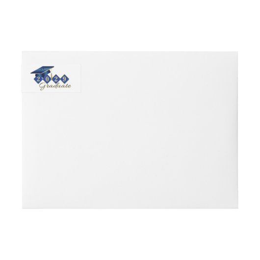 Elegant Blauw Goud Afstuderen Retouradres (Voorkant)