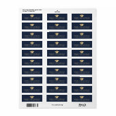 Elegant Blauw Goud Afstuderen Retouradres Etiket (Full Sheet)