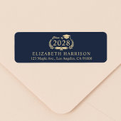 Elegant Blauw Goud Afstuderen Retouradres Etiket