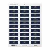 Elegant Blauw Goud Afstuderen Retouradres Etiket (Full Sheet)