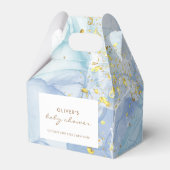 Elegant Blauw Goud Agaat Jongen Baby shower Bedankdoosjes (Achterkant)