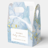 Elegant Blauw Goud Agaat Jongen Baby shower Bedankdoosjes (Geopend)