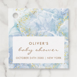 Elegant Blauw Goud Agaat Jongen Baby shower Bedankjes Labels