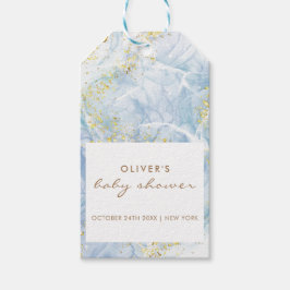 Elegant Blauw Goud Agaat Jongen Baby shower Cadeaulabel