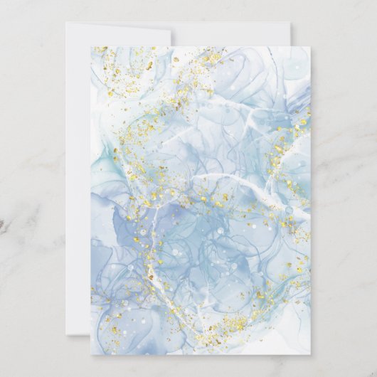 Elegant Blauw Goud Agaat Jongen Baby shower Kaart (Achterkant)