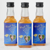 Elegant Blauw Goud Bedankt 2025 Afstuderen Likeurfles Etiket (Flessen)