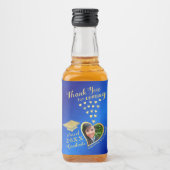Elegant Blauw Goud Bedankt 2025 Afstuderen Likeurfles Etiket (Voorkant)