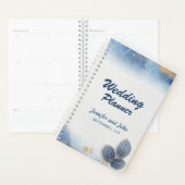 Elegant blauw goud bladeren botanische bruiloft planner (Display)