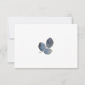 Elegant blauw goud bladeren botanische bruiloft RSVP kaartje (Achterkant)