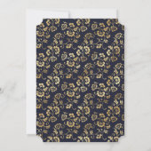 Elegant Blauw Goud Bloemen Jongen Doop Kaart (Achterkant)
