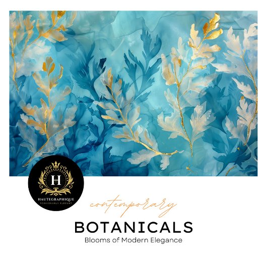 Elegant Blauw Goud Botanisch Design Tissuepapier