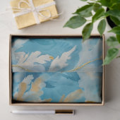 Elegant Blauw Goud Botanisch Design Tissuepapier (Geschenk)