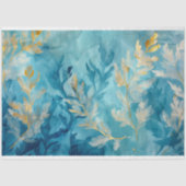 Elegant Blauw Goud Botanisch Design Tissuepapier (Voorkant)