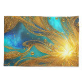 Elegant Blauw Goud Burst Kussensloop (Achterkant)