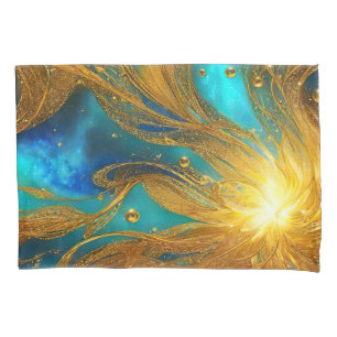 Elegant Blauw Goud Burst Kussensloop