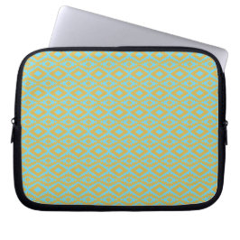 Elegant Blauw Goud Diamant Patroon  Laptop Sleeve