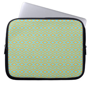 Elegant Blauw Goud Diamant Patroon Laptop Sleeve