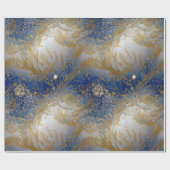 Elegant blauw goud en licht kralen cadeaupapier (Vlak)
