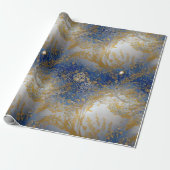 Elegant blauw goud en licht kralen cadeaupapier (Uitgerold)