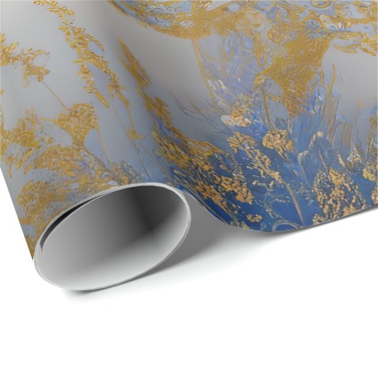 Elegant blauw goud en licht kralen cadeaupapier (Rol Hoek)