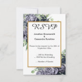 ELEGANT BLAUW GOUD EUCALYPTUS ROOS RSVP KAART (Voorkant)