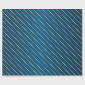 Elegant Blauw Goud Gestreept Inpakpapier (Vlak)