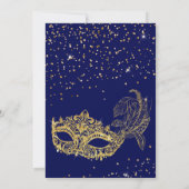 Elegant Blauw Goud Glitter Masquerade Sweet 16 Kaart (Achterkant)