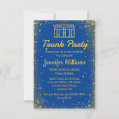 Elegant Blauw Goud Glitters Trunk Party afstuderen Kaart (Voorkant)