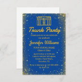 Elegant Blauw Goud Glitters Trunk Party afstuderen Kaart (Voorkant / Achterkant)