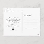 Elegant Blauw Goud Holly Script Vrolijk Kerstfeest Feestdagenkaart (Achterkant)