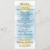 Elegant Blauw & Goud Huwelijk witte Duiven Menu Ka (Voorkant)