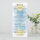 Elegant Blauw & Goud Huwelijk witte Duiven Menu Ka (Staand voorkant)