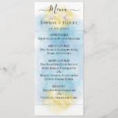 Elegant Blauw & Goud Huwelijk witte Duiven Menu Ka (Voorkant)