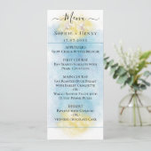 Elegant Blauw & Goud Huwelijk witte Duiven Menu Ka (Staand voorkant)