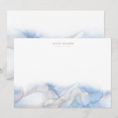 Elegant Blauw Goud Inkt Stationery Note Kaart Notitiekaartje (Voorkant / Achterkant)