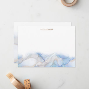 Elegant Blauw Goud Inkt Stationery Note Kaart Notitiekaartje
