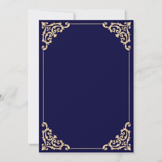 Elegant Blauw Goud Islamitisch Moslim Bruiloft Kaart (Achterkant)