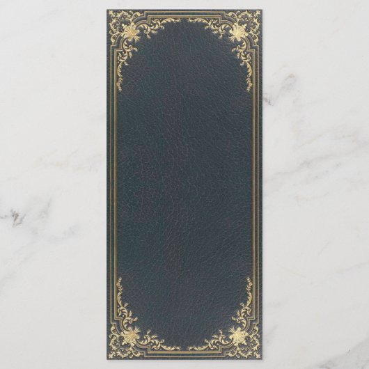 Elegant Blauw Goud Kalligrafie Bruiloft Menu (Achterkant)