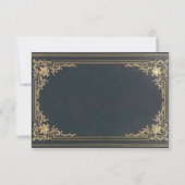  Elegant Blauw Goud Kalligrafie Bruiloft RSVP Kaartje (Achterkant)