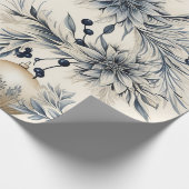 Elegant Blauw & Goud Kerstmis Cadeaupapier (Hoek)