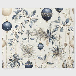 Elegant Blauw & Goud Kerstpapier Cadeaupapier