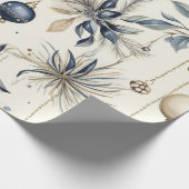 Elegant Blauw & Goud Kerstpapier Cadeaupapier (Hoek)