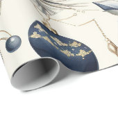 Elegant Blauw & Goud Kerstpapier Cadeaupapier (Rol Hoek)